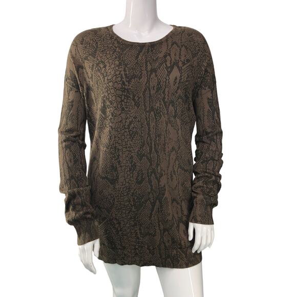 BCBG Womens Size Large Knit Tunic Top Reptile Print Oversized Cotton Modal Blend - Picture 10 of 16